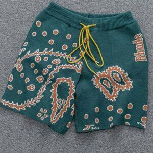 Rhude Brown Jacquard Logo Knit Shorts Green